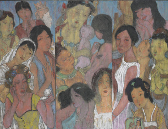 赵东国画作品《众面视佛》2007，180x135cm