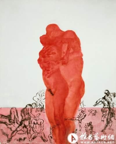 周春芽 (生于1955)《拥抱情人》