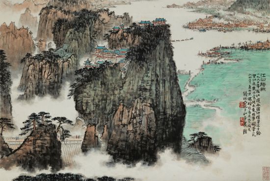钱松? (1899-1985) 江山胜概 纸本立轴 1964年作 　46×68cm　备注：虚怀斋旧藏