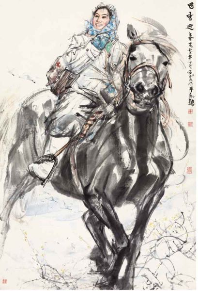 黄胄 飞雪迎春