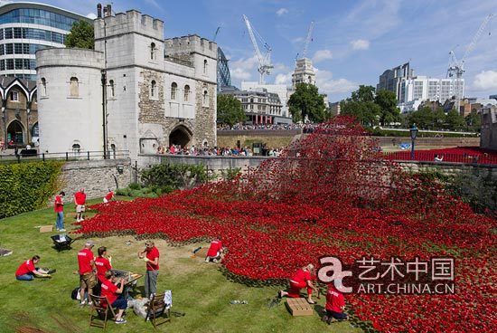 一战百年纪念：英国伦敦塔铺满88万陶瓷罂粟