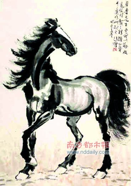 恒大一姐750万拍走徐悲鸿名画《平川立马图》