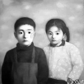 张晓刚作品《血缘大家庭系列》之一 图片来源：新闻晨报