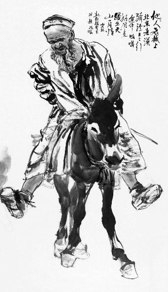 骑驴上北京（国画）     169厘米×97厘米  刘振夏