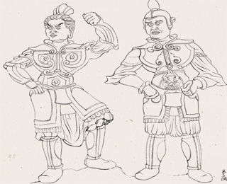 鱼悠轩藏张大千临敦煌石窟造像稿本