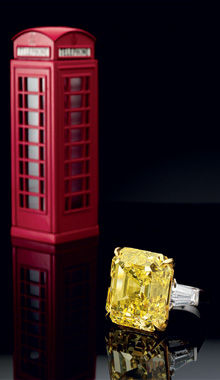 25.26克拉鲜彩黄钻石镶钻指环