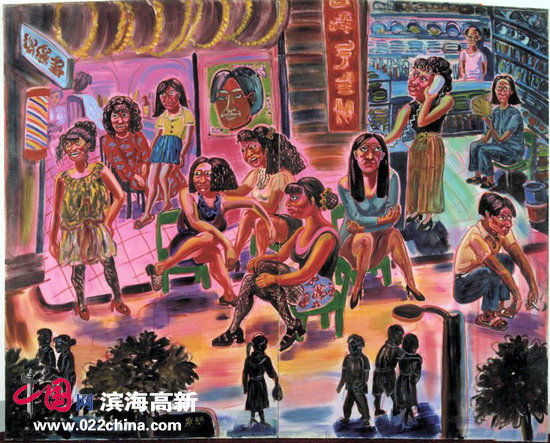 “Since1996当代艺术藏品展”作品：陈曦 《洗头妹》 创作年份：1994年 布面油画 199厘米×124厘米