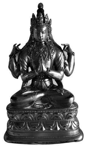 游卓凡收藏的清“铜鎏金四臂观音”。