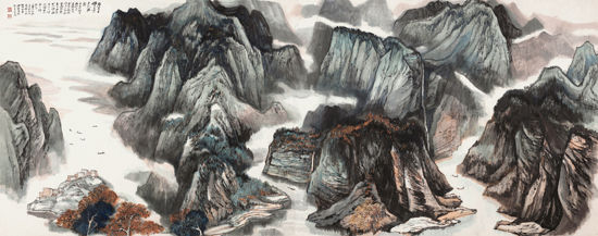 何海霞《岸岩千壁立》流拍