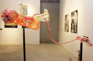 展览现场的一件艺术作品。