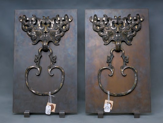 青铜错金银饕餮纹铺首。