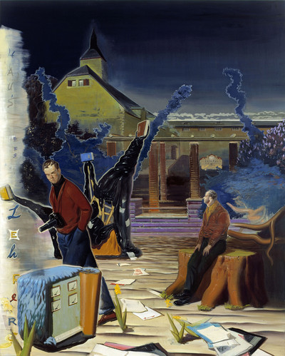 Haus des Lehrers， a 2003 painting by the Leipzig School artist Neo Rauch.