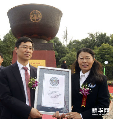 世界最大青铜碗亮相江苏世界长寿乡