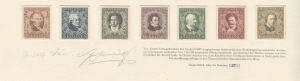 1922年奥地利全套音乐家试模样票（NO.17），附设计家和雕刻家签名。