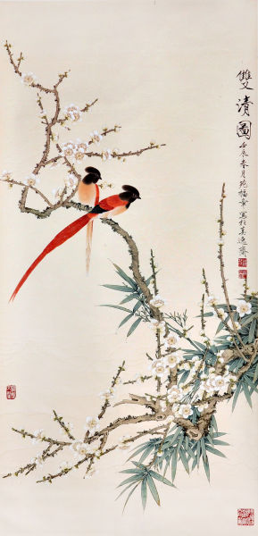 苑福章《花鸟作品3》132×66cm