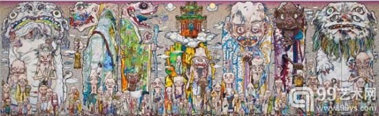 村上隆(Takashi Murakami)作品《一百罗汉》（100 Arhats）整体