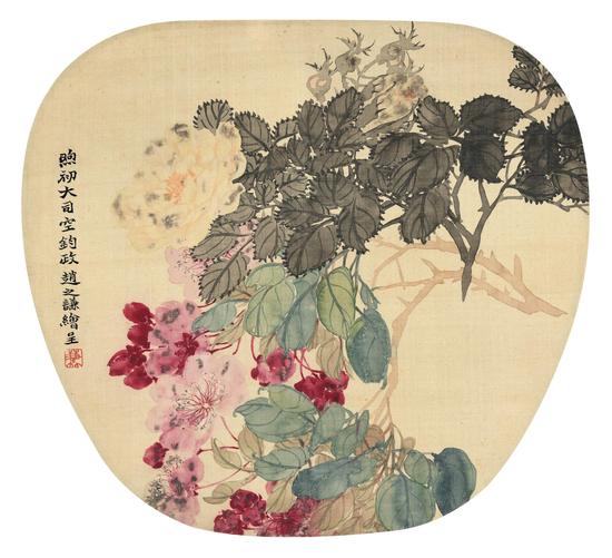 赵之谦（1829-1884）富贵延年 绢本镜心 D：26 cm 约0.6 平尺 备 注：毛昶熙上款。