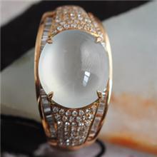 18k白金镶钻玻璃种透白翡翠戒指