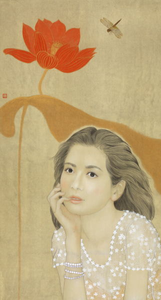 12.金贤静，演员?张瑞希，71.5x38.5cm，双层（纸+绢）、画主绣补，2014