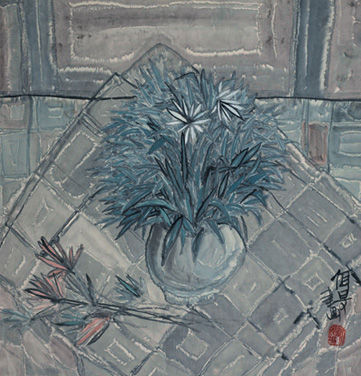 杨佴?《白菊花》 1992 71.5X68.6cm 纸本设色