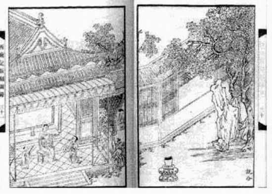 明万历四十二年(1614)香雪居刻本王骥德校注的《新校注古本西厢记》木刻插图《拷红》场景