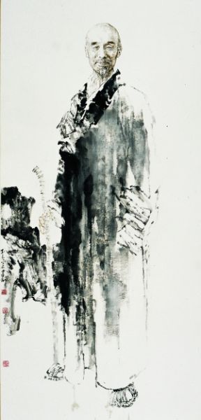 国画《先贤录?弘一大师》 240cm×120cm 2007年