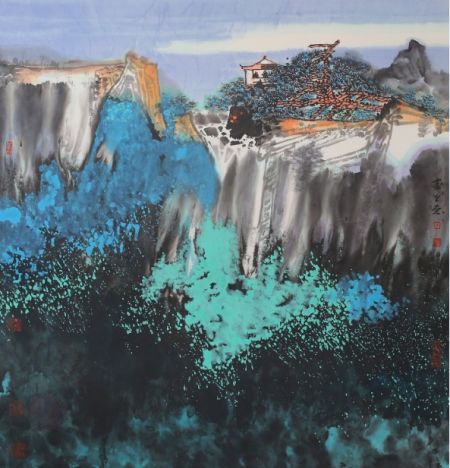 尚春 《春山积翠》97cm×97cm